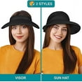 thumbnail image 6 of Women Sun Hat UPF 50+, Zip Off Sun Hat Visor, Ponytail Sun Protection Hat Golf Beach Travel Packable(Black), 6 of 6