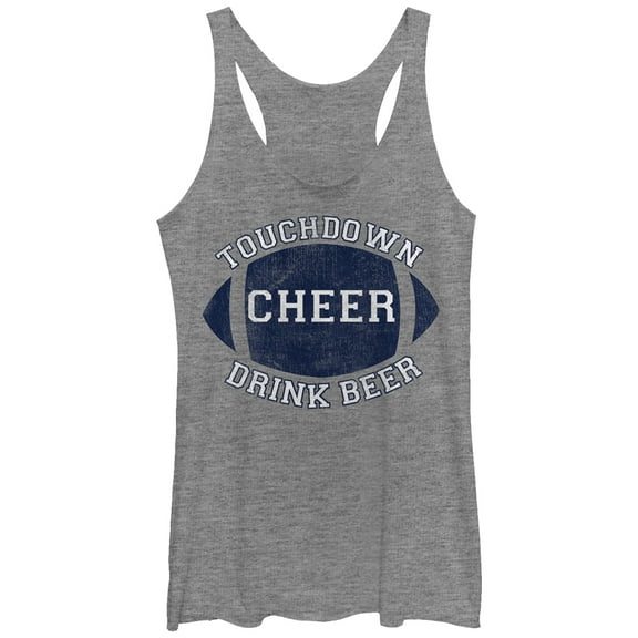 Women's CHIN UP Football Touchdown Cheer Drink Beer  Racerback Tank Top Gray Heather Medium