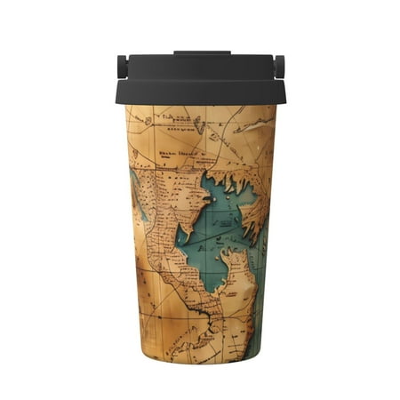 

KLL Antique Map Adventure Scene Pattern Stainless Steel Vacuum Insulated Tumbler - Carry Insulated Coffee Mug - Reusable Insulated Cold Brew Iced Coffee Cup Thermos