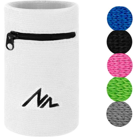 NEWZILL Wrist Wallet (Wristband) with Zipper - Cotton sweatbands for men & women. Ideal for running, walking, basketball, football, tennis, hiking, workouts, and more.