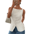 thumbnail image 3 of Womens Vest Top Trendy Button Up Tank Tops Asymmetrical Y2k Going Out Top White M, 3 of 9