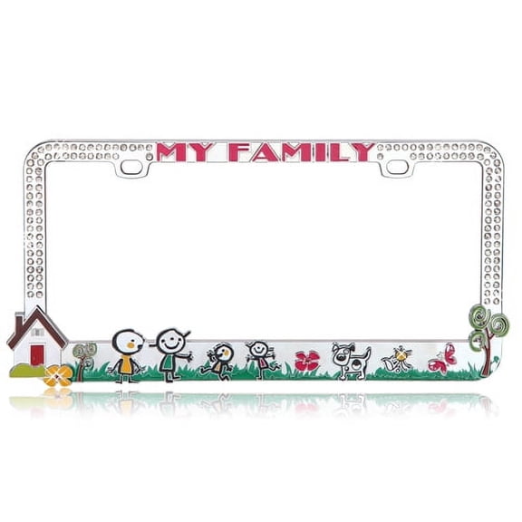 Valor LPF2MC032WIT Customizable Loving Family License Plate Frame with White Crystal