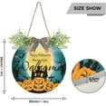 thumbnail image 3 of Happy Halloween Horror Night Welcome Sign Front Door Round Wall Door Sign with Flowers Hanging Sign for Entryway Front Porch Hallway Yard Garden Home Decor, 3 of 7