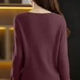 thumbnail image 4 of WULMLEO Cozy Sweaters for Women Casual Long Sleeve Loose V-Neck Knit Solid Color Pullover Tops Wine One Size, 4 of 4