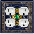 thumbnail image 1 of Metal Light Switch Plate Cover Elegant Blue Yellow Damask Frame FRA046, 1 of 13