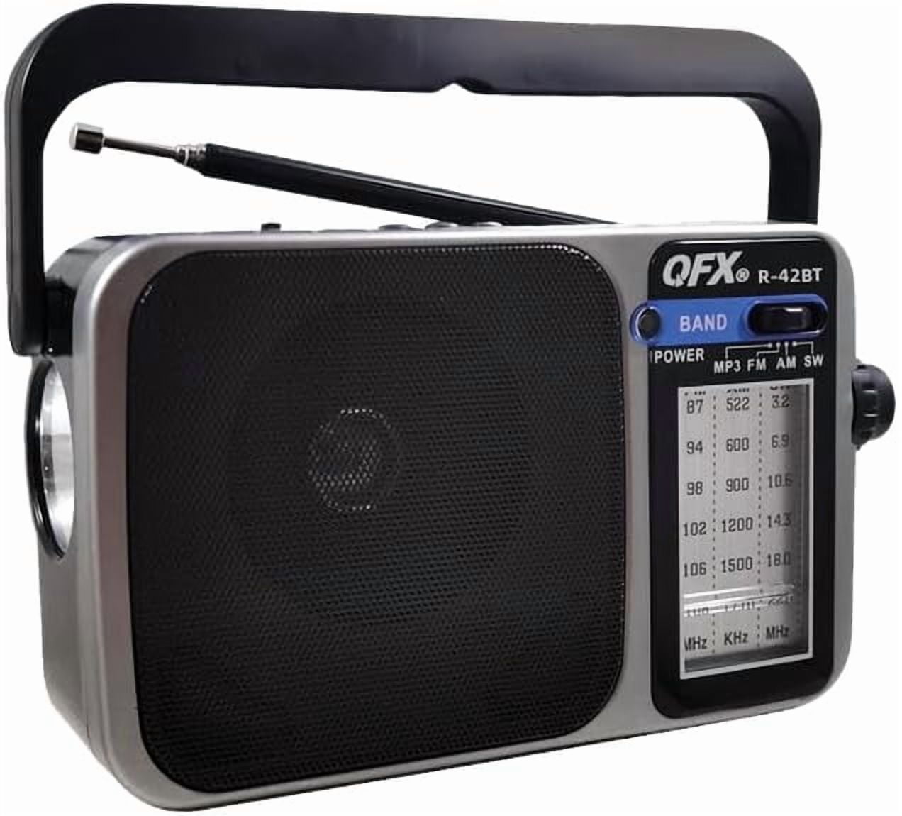 Portable 3-Band AM/FM/SW Radio with Bluetooth + LED Flashlight