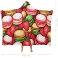 thumbnail image 2 of Colorful Macarons Cake And Various Fruits Hooded Blanket Soft Wearable Blanket Throw Blanket Wrap Cloak Cape for Women Men, 2 of 6