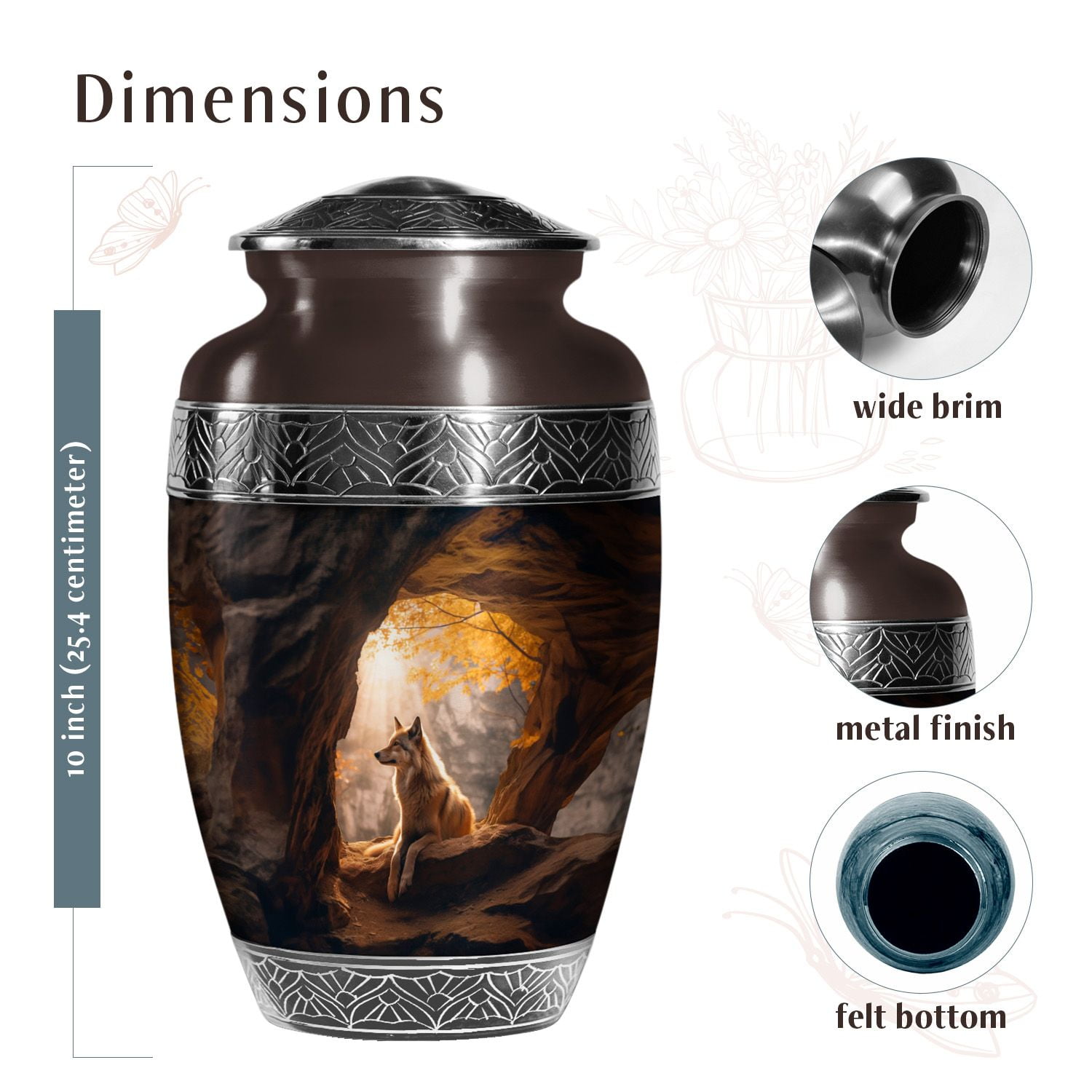 KARYLIZ Wolf-Natural-Environment Large Urns For Human Ashes Funeral - Urns For Women Human Ashes - Funeral Urns For Human Ashes - Large Urn - Human Remains Urn Adult - Memorial Urns10 Inch