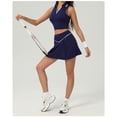 thumbnail image 6 of PISONIC 2 Piece Tennis Dress for Women Pleated Tennis Skirt Sleeveless Racerback Padded Crop Top Golf Workout Outfits, 6 of 7