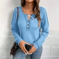 thumbnail image 3 of Maplenight Womens Lightweight T Shirts Waffle V Neck Button Long Sleeve Henley Tunic Tops Solid Loose Casual Pullover Blouses for Fall Winter, 3 of 8