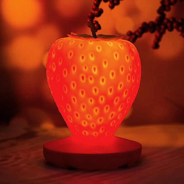 Luz de Noche ZHAOCHENG Fresa LED Silicona para Habitación de Niños Color Rojo