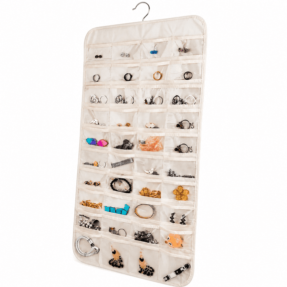 Florenta Jewelry Box, Hanging Jewelry Organizer 80 Pockets Earring Holder Organizer Bracelet Organizer With Pockets For Woman For Hanging Earrings Necklaces Bracelets Rings Storage Closet