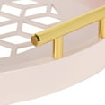 thumbnail image 3 of Kate and Laurel Caspen Glam Decorative Serving Tray, 15.5 Inch Diameter, Pink and Gold, Decorative Tray with Round Shape and Polished Gold Metal Handles for Storage and Display, 3 of 8
