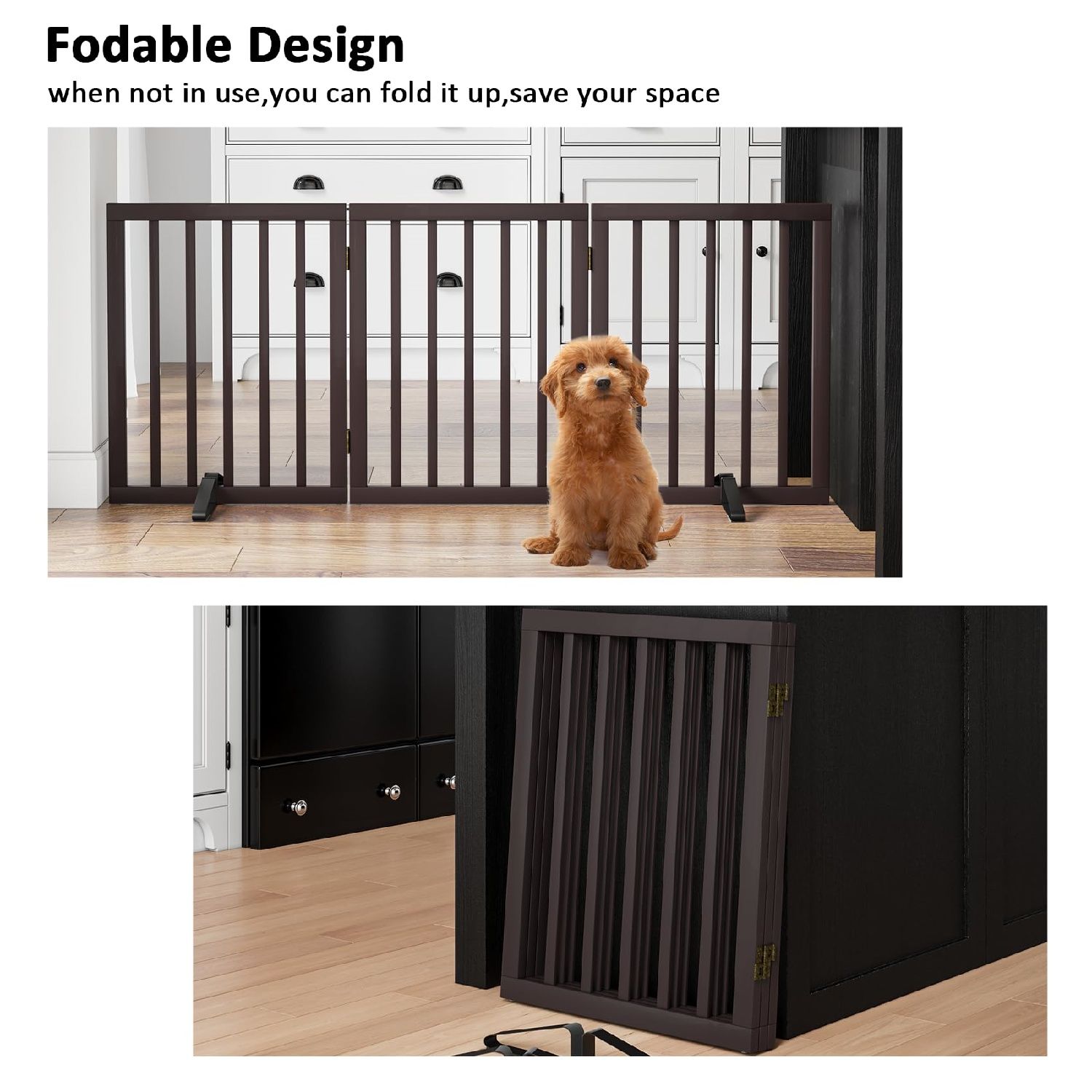 Dog Gates for Doorways Stair House Freestanding Pet Gates for Dogs Wooden Dog Gate with Support Feet Indoor Fence