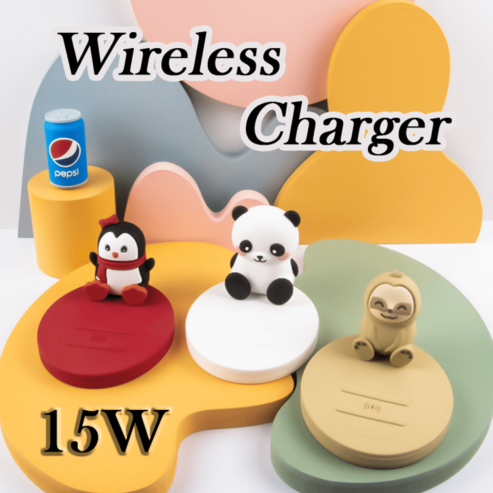 Fast 15W Wireless Charger Cute Animal Phone Stand - Soft Rubber Mobile Holder for iPhone 15/14/13/12, Samsung S23/S22, AirPods - Chrismas Gift