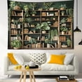 thumbnail image 4 of Green Plant Bookshelf Tapestry Book on Bookshelf and Plant Potted Tapestry Wall Hanging Reading Wall Art Decor for Study Room Bedroom Living Room College Dorm, 4 of 7