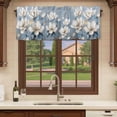 thumbnail image 6 of White Floral Curtain Valances for Windows, Kitchen Valance Window Treatments Panel 2 Pack, Blue Botanical Flowers Branches Plants Rod Pocket Short Curtains for Bathroom Bedroom 60 x 18 Inch, 6 of 8
