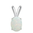thumbnail image 2 of Mauli Jewels Engagement Necklace for Women 0.45 Carat Oval Opal Pendant 4-prong 925 Sterling Silver|Silver Chain, 2 of 4