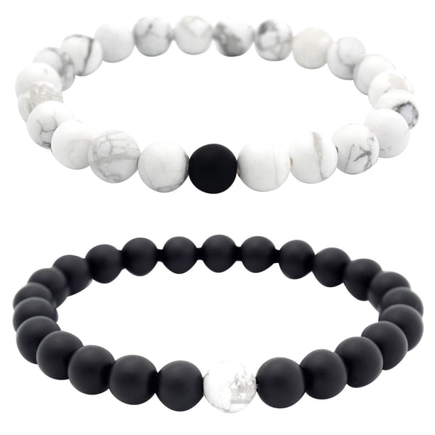 Pulsera elástica para mujer con piedras naturales, pulsera con cuentas de 8 mm para hombre