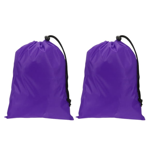 Uxcell Polyester Laundry Bag, 2 Pack 12"x9" Heavy Duty Travel Bag with Drawstring Tear Resistant Storage, Purple