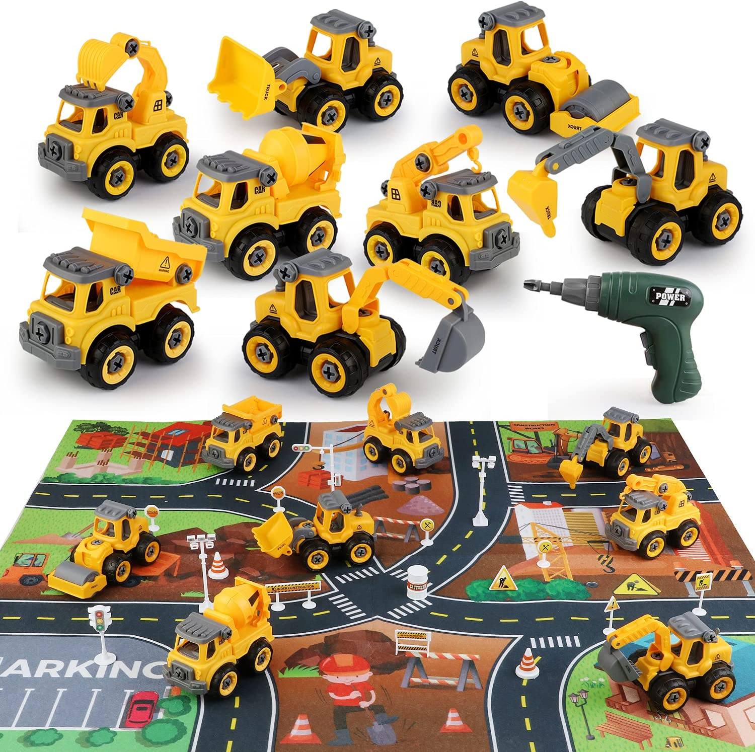 Voiinoiu Toy for boy 3,4,5,6,7,8 33 Piece Take A-Part Construction Toy with Drill Tool Great Gift Idea for Ages 3 and up Boys and Girls 