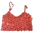 thumbnail image 3 of Ticikt Girls Sequin Tank Tops Kids Sleeveless Spaghetti Strap Crop Cami Camisole Sparkly Dance Blouse,Color:Red, 3 of 4