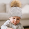 thumbnail image 4 of LIZENG Kids Winter Hat Toddler Knitted with Pom Poms for Baby Girls Boys Cute Soft Solid Warm Hats for Cold 8 Hat, 4 of 5