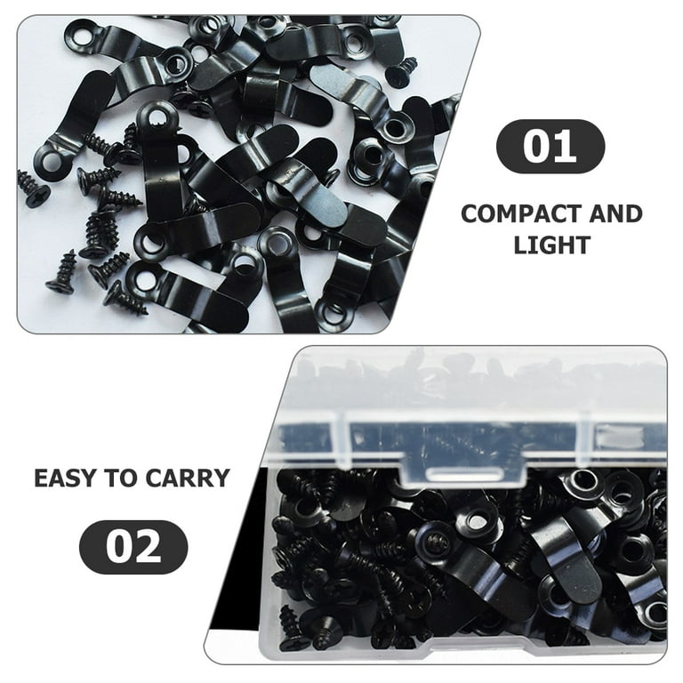 100Pcs Black Metal Picture Frame Turn Buttons With Screws - 9x20mm Backing Clips For Hanging Photos, Posters