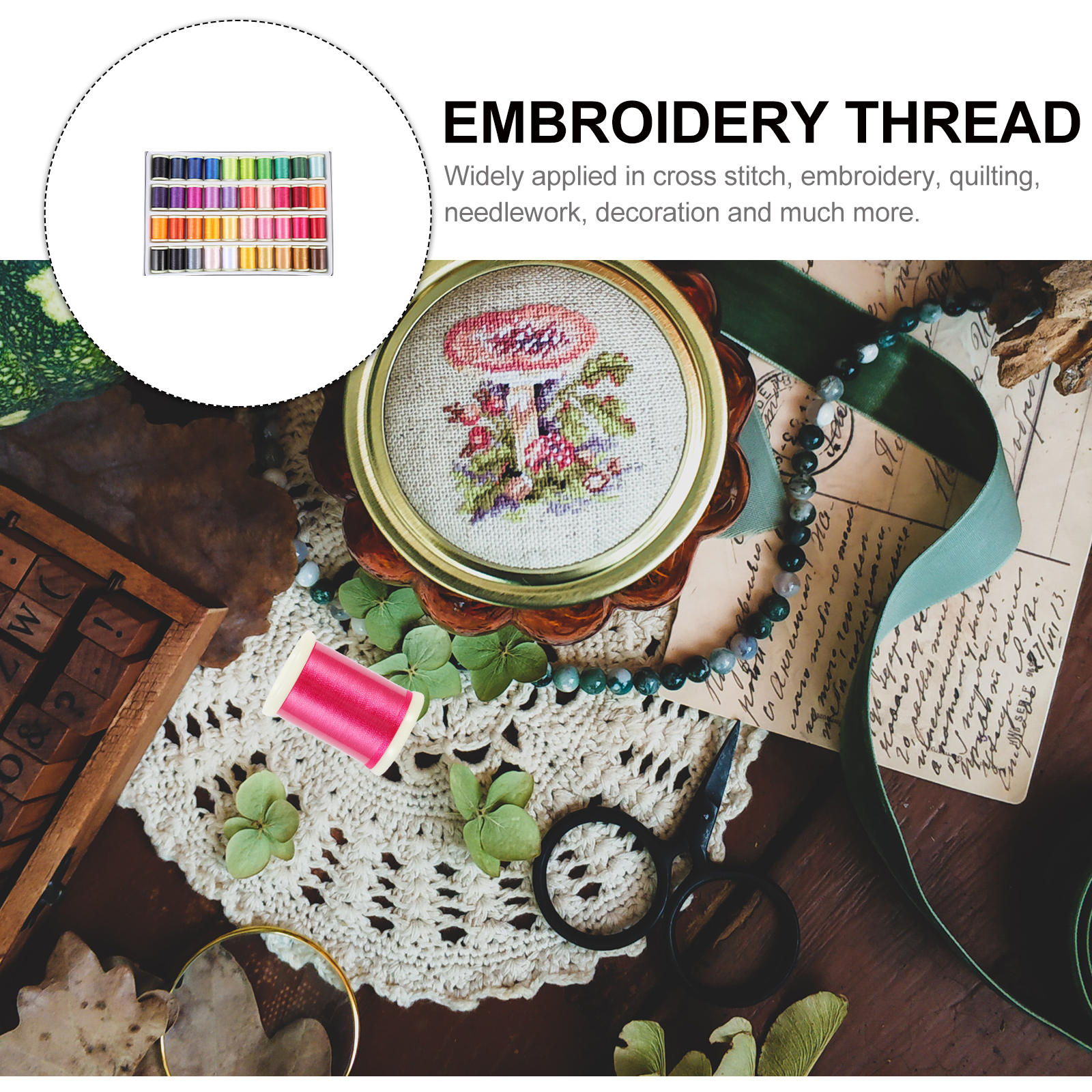 Luxshiny Multi-Function Embroidery Thread Kit with Assorted Colors for Quilting, Needlework, Sewing, and Craft Decoration