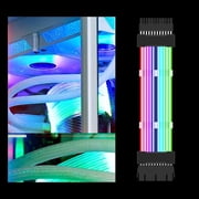 PCIe Cable PSU Sleeved Extension Cable GPU Cables Extension RGB Cable for PC Black 24PIN