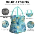 thumbnail image 3 of Teal Gold Marble Drawstring Lunch Bag Women - Drawstring Lunch Bag Insulated for Work Office - Stain-Resistant Large Lunchbags for Women with Multi-Pockets, 3 of 6