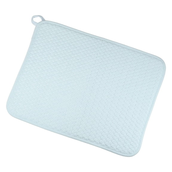 Unique Bargains 1 Pc Drain Pad Solid Color Fiber Dish Drying Mat for Kitchen Blue 15.75"x11.81"