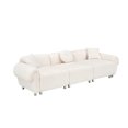 thumbnail image 6 of 109.05inch Oversized Couch, 3-seater Sofa Cloud Couch with 3 Pillows and Sturdy Metal Legs, Teddy Velvet Upholstered Sofa Couch with Rolled Armrest for Living Room, 6 of 7