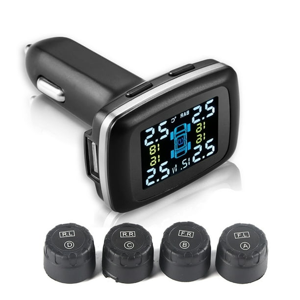 Sistema de control de presión de neumáticos TPMS para coche, encendedor de cigarrillos con 4 sensores externos