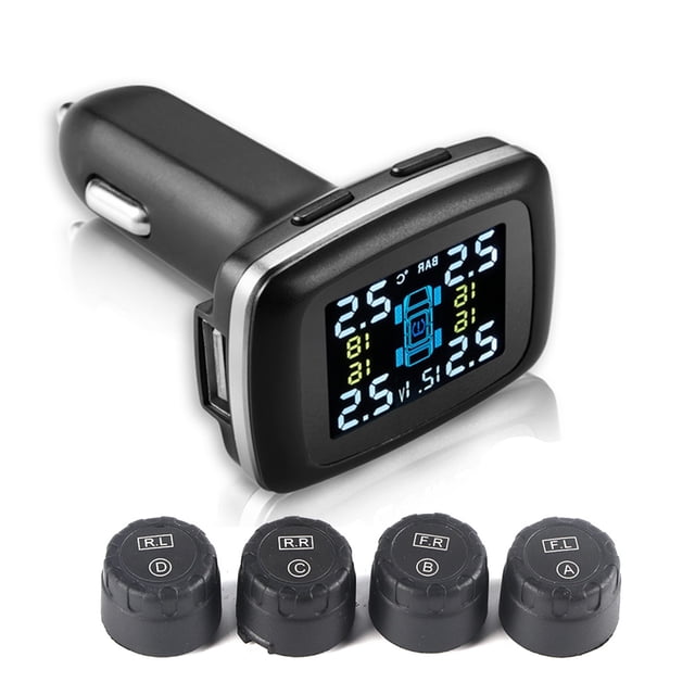 Sistema de control de presión de neumáticos TPMS para coche, encendedor de cigarrillos con 4 sensores externos