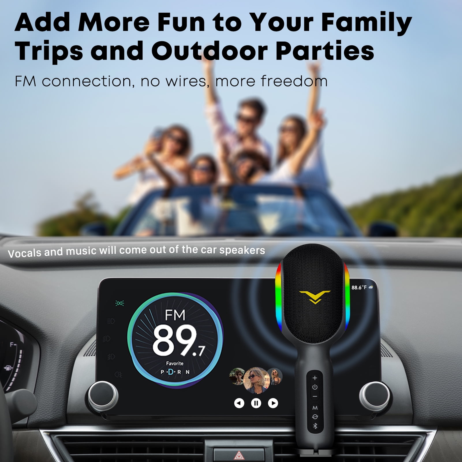 StageSound Wireless Bluetooth Karaoke Microphone, 5-in-1 Portable Handheld Mic with Dynamic RGB Lights, Mini Karaoke Machine for Car Travel Party, Recording, Duet Singing, Gift for Kids Adults