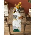 thumbnail image 4 of Boho Green Burlap Cotton Table Runner 13x70 Inches Long, Gold Leaf Black Bohemian Plant Circle Flower Farmhouse Table Runners, Outdoor Dining Tablecloths Decor for Baby Shower/Party/Wedding, 4 of 6