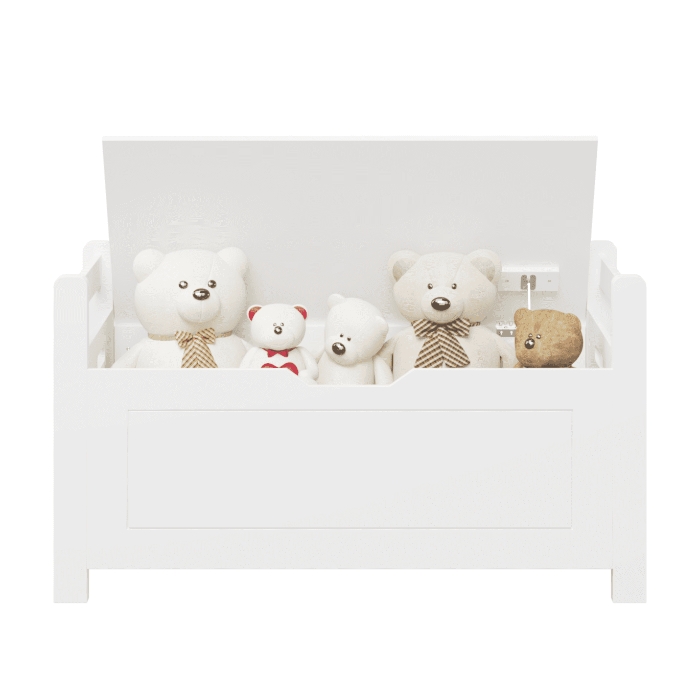 Kids Wooden Toy Chest for Girls Boys, 2 In 1 Large Toy Storage Truck Bench with Flip-Top Lid, 2 Safety Hinges & Padded Seat Cushion, Toddler Big Toy Box for Playroom Children's Room, White