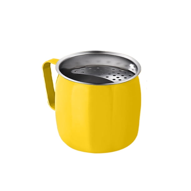 Tazas de Acero Inoxidable 304 Taza de Té de Diseño de Media Luna con Separador de Escoria, Taza de Filtro Verde de Alto Valor para la Cerveza, Manija Ergonómica Laminada de Labio de 4.92x3.35x3.35In