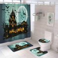 thumbnail image 1 of Juego de cortinas de ducha de Halloween con castillo de agua, juego de decoraciones de baño de Halloween genérico de 71 pulgadas x 71 pulgadas, cortina de ducha con tapetes, tapa de inodoro, ba, 1 of 4