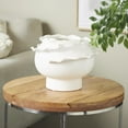 thumbnail image 2 of DecMode 9" Abstract Wide Rounded Floral Inspired White Ceramic Vase with Layered Petals, 2 of 13