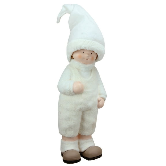 Northlight Winter Boy with Tall Hat Christmas Figure - 19" - White and Beige