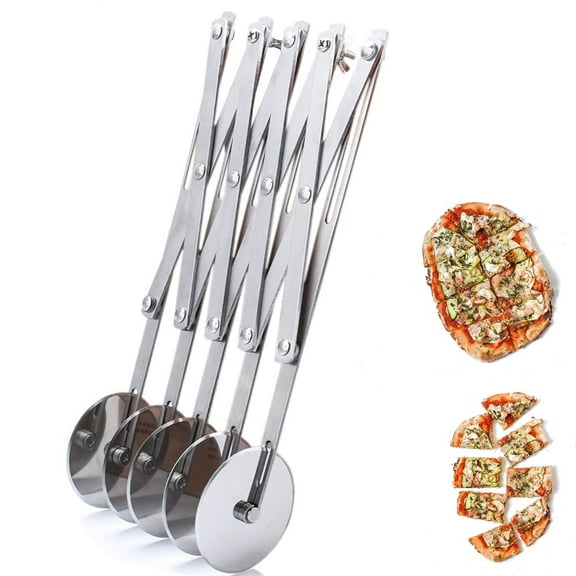 Wailicop Stainless Steel Expandable Telescopic Pizza Slicer, 5-Wheel Pastry and Multi-Round Cutter