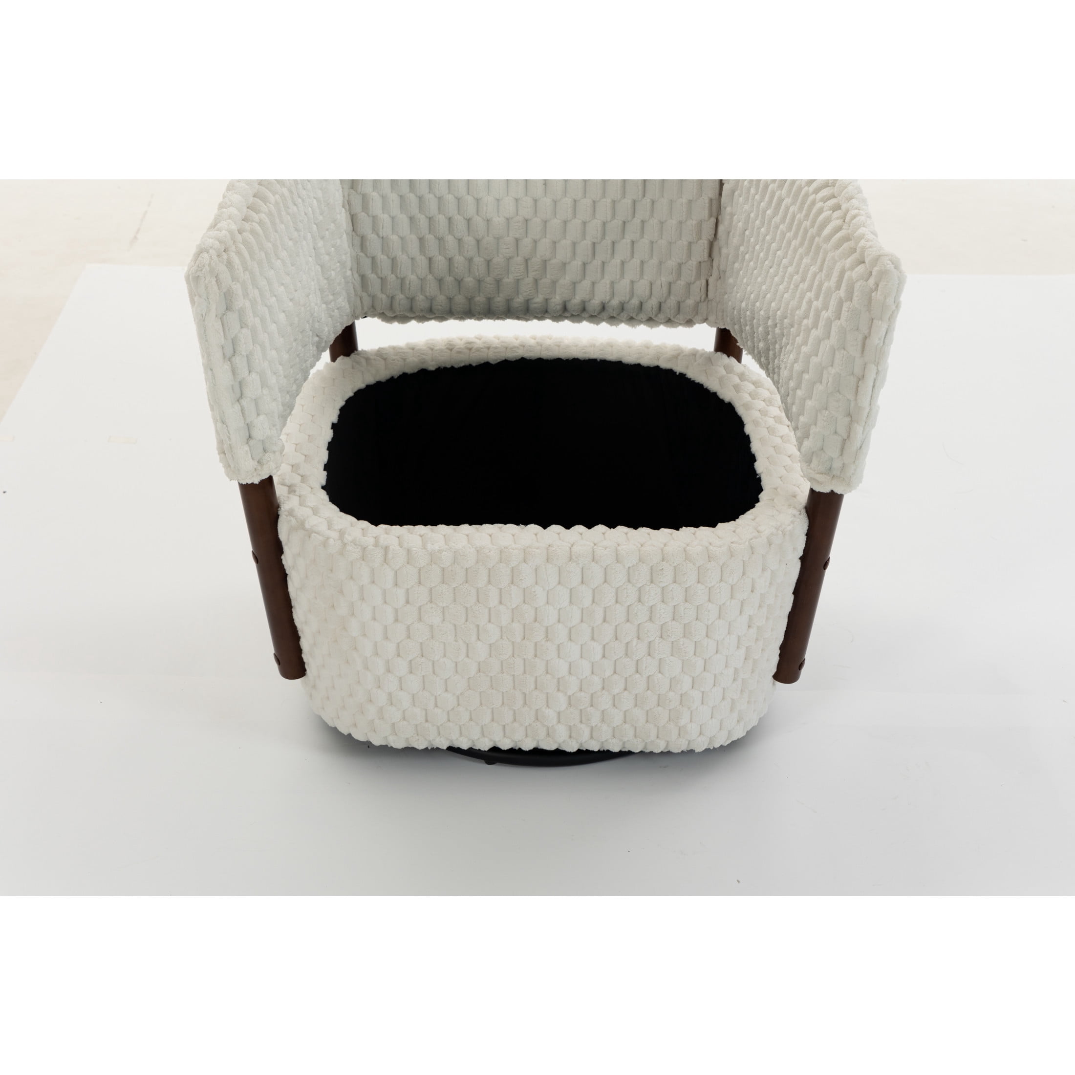 GDF Studio Derwin Mid-Century Modern 360° Swivel Accent Chair with Storage, Reading Armchair for Living Room, Antique White