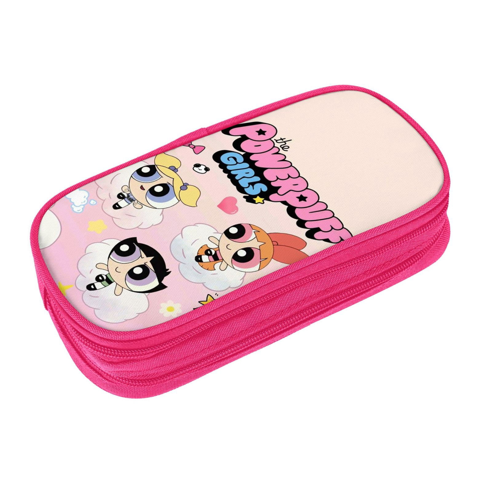 The Powerpuff Gi-rls Pencil Case Large Capacity Pencil Pouch Pen Bag Office Stationery Organizer Travel Makeup Bag Pink