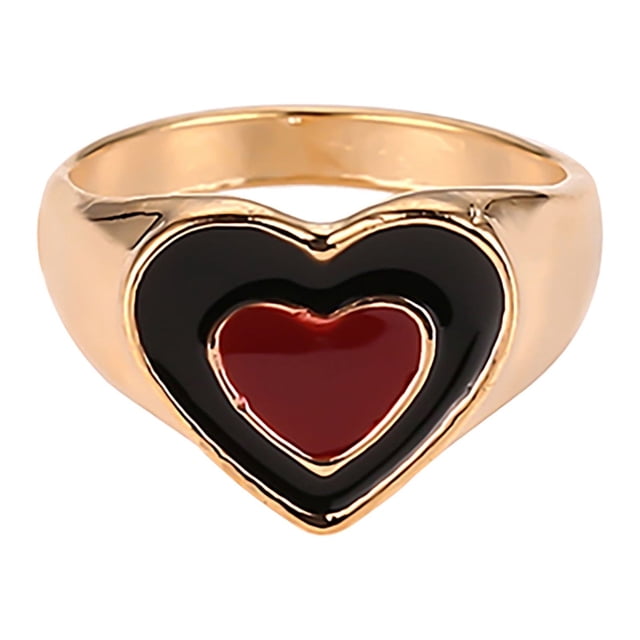 Fiudx Anillo de Corazón, Joyería de Aleación de Moda, Diseño Unisex Comodo, Forma Redonda Elegante, Regalo de Aniversario de Bodas, Adecuado para Todos, Fácil de Llevar y Guardar.