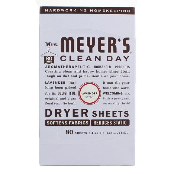 Mrs. Meyer's Clean Day Dryer Sheets, Lavender - Static Control - 80 Count