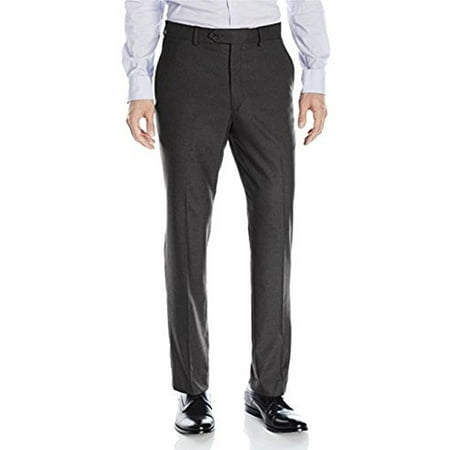 - Greg Norman Gabardine Flat Front Slim Fit Trouser Pants (36W x 30L, Light Grey)