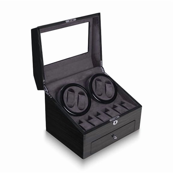 Bey Berk Daytona Polished Ash Wood Four Watch Winder and Six Watch Storage