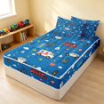 thumbnail image 3 of Erosebridal Fire Truck Zipper Twin Comforter Sets with Fitted Sheet and 2 Pillowcases, Fire Engine Zipper Bedding Set, Blue Night, Navy Reversible, 3 of 7
